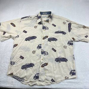 Vintage Henry Grethel Buttoned Down Men Short Sleeve XL Car Graphic Shirt‎